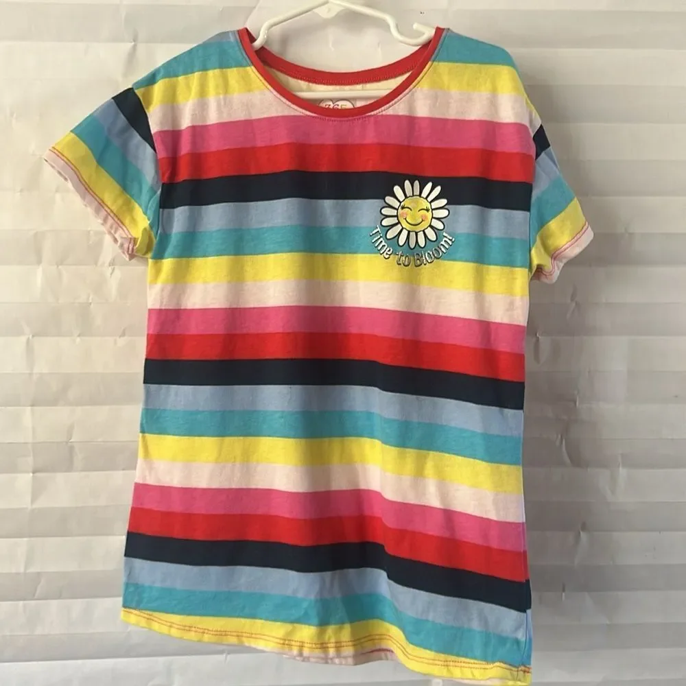 Garanimals Multicolor Striped Short Sleeve T-Shirt Kids Size 10 Girls Casual